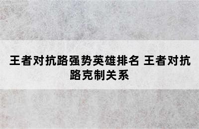 王者对抗路强势英雄排名 王者对抗路克制关系